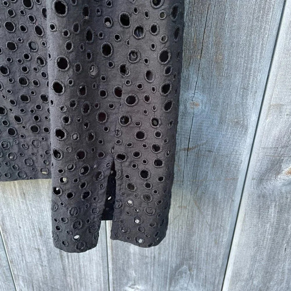 Club Monaco Cotton Nadeer Flutter Sleeve Eyelet Dress Black 0 Luxury Whimsigoth - Picture 8 of 13